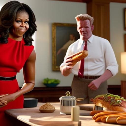 ai michelle obama eating hot dogs